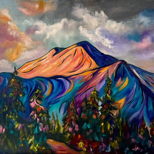 Light Finds the Peak | Original Oil Painting | 18" x 24" Gallery Wrap Canvas