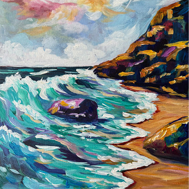 Vibrant original painting of the Algarve coast in Portugal 14