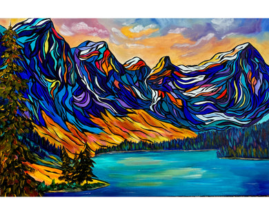 Beautiful original painting of the Valley of the Ten Peak at Moraine Lake