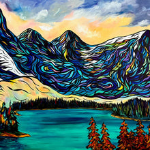 Load image into Gallery viewer, Gorgeous Original painting of Moraine Lake and the Valley of the Ten Peaks by Charkoledesigs