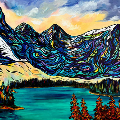 Gorgeous Original painting of Moraine Lake and the Valley of the Ten Peaks by Charkoledesigs