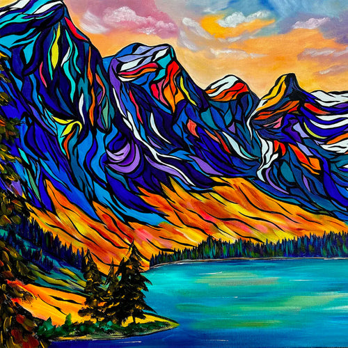 Large Original Painting of Moraine Lake and the Valley of the Ten Peaks