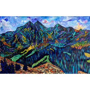 Spectacular Large Original Painting of Mount Yamnuska on 62" x 40" UN-STRETCHED canvas