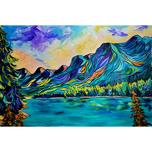 Canmore Peaks Original Painting 36" x 24" Gallery Wrap Canvas