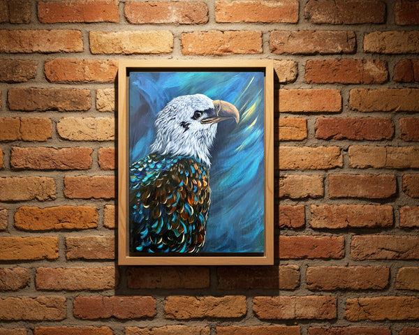 Rise in Light: Original Bald Eagle painting on 18" x 24" gallery wrap canvas
