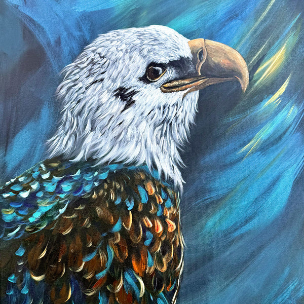 Rise in Light: Original Bald Eagle painting on 18" x 24" gallery wrap canvas