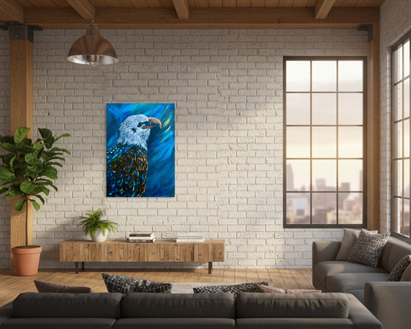 Rise in Light: Original Bald Eagle painting on 18" x 24" gallery wrap canvas