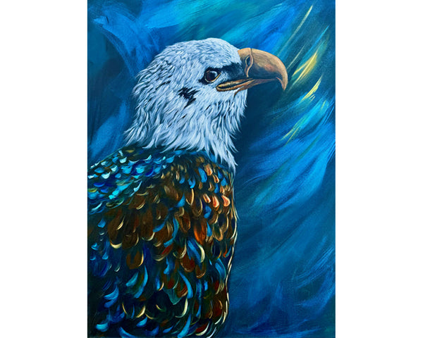 Rise in Light: Original Bald Eagle painting on 18" x 24" gallery wrap canvas