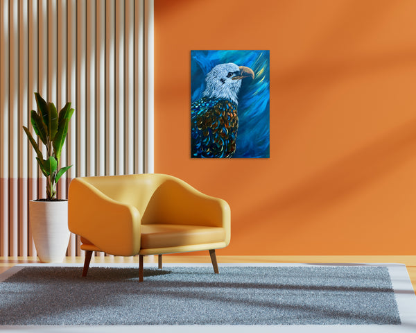 Rise in Light: Original Bald Eagle painting on 18" x 24" gallery wrap canvas