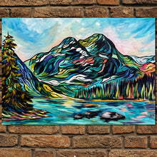 Load image into Gallery viewer, Trail’s End at Shadow Lake – Serene Mountain Landscape Acrylic Painting 24&quot; x 36&quot; Gallery Wrap Canvas