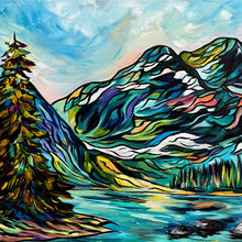 Load image into Gallery viewer, Trail’s End at Shadow Lake – Serene Mountain Landscape Acrylic Painting 24&quot; x 36&quot; Gallery Wrap Canvas