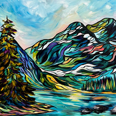 Trail’s End at Shadow Lake – Serene Mountain Landscape Acrylic Painting 24