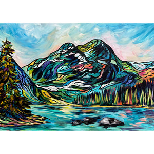 Trail’s End at Shadow Lake – Serene Mountain Landscape Acrylic Painting 24" x 36" Gallery Wrap Canvas