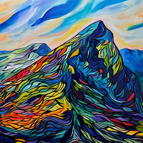 Beautiful large original painting of Ha Ling Peak near Canmore, Alberta