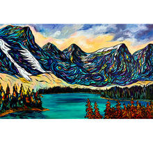 Load image into Gallery viewer, Large Affordable Original Painting of the Valley of the Ten Peaks at Moraine Lake on a 48&quot; x 30&quot; Gallery Wrap Canvas