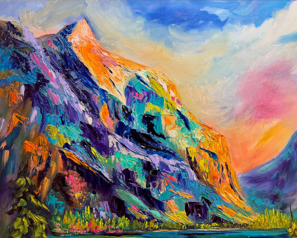 Still Waters, Sacred Ground Original Oil Painting of Spirit Island in Jasper | 24"x 30" on gallery wrap canvas