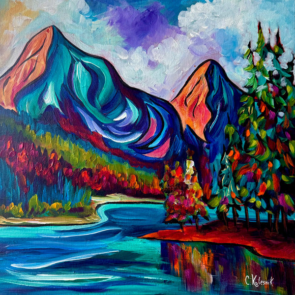 Magical Spirit Island Original 14" x 14" Painting on Gallery Wrap Canvas