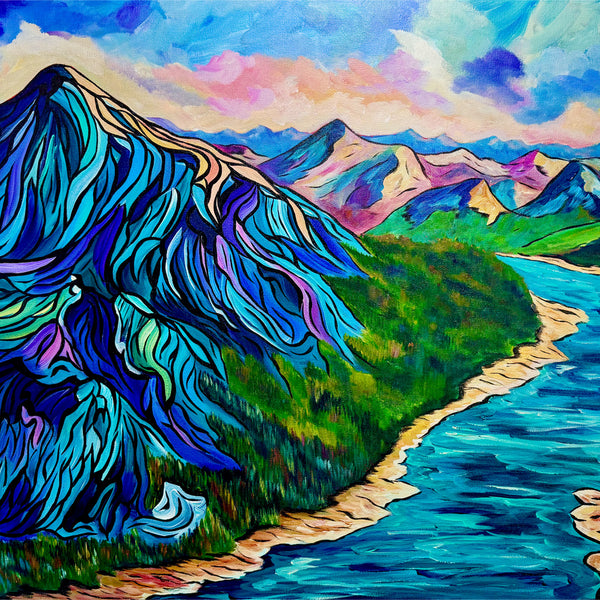 A Bird’s Eye View of Spray Lakes – Original Acrylic Painting
