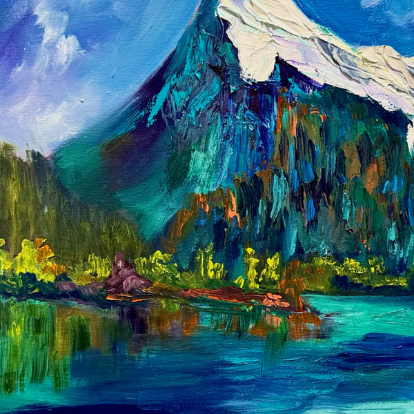 The Quiet Strength of Rundle Original mountain oil painting on 14" x 14" gallery wrap canvas