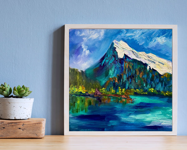 The Quiet Strength of Rundle Original mountain oil painting on 14" x 14" gallery wrap canvas