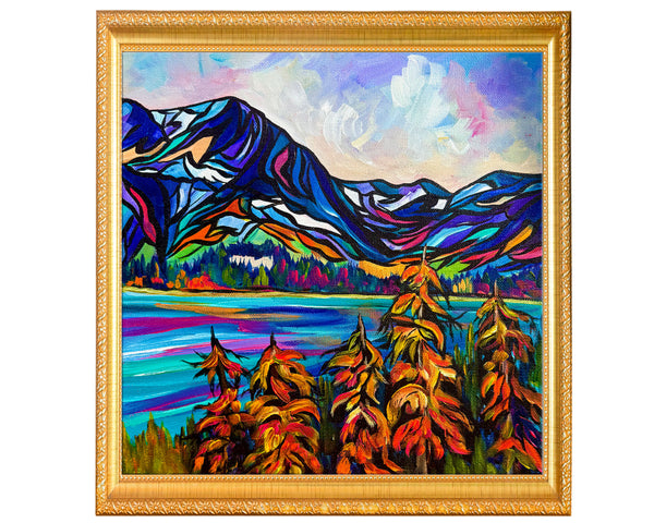 Where the Mountains Meet the Sky at Upper Kananaskis Lake 12" x 12" Gallery Wrap Canvas