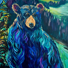 Load image into Gallery viewer, A Mystic Gaze original expressionist bear painting on 24&quot; x 36&quot; gallery wrap canvas