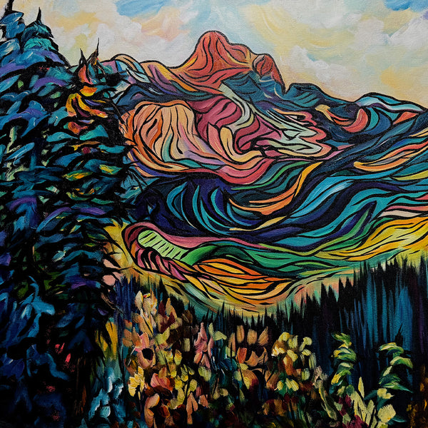 Cathedral's Splendour original Rocky Mountain painting on 24" x 36" gallery wrap canvas