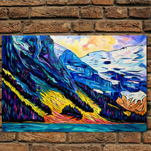 Load image into Gallery viewer, Backdrop of Beauty at Lake Louise large original painting on a 36&quot; x 24&quot; gallery wrap canvas