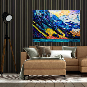 Backdrop of Beauty at Lake Louise large original painting on a 36" x 24" gallery wrap canvas