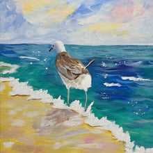 Load image into Gallery viewer, &quot;Seaside Stroll&quot; — handmade original acrylic painting on a 12&quot; x 12&quot; flat board canvas