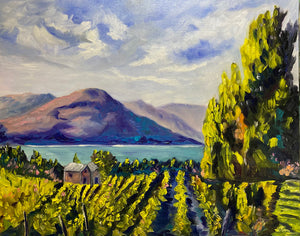 Beautiful painting of the Okanagan Valley vineyards
