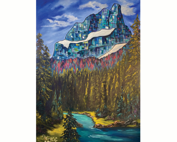 Castle Mountain Painting Banff National Park Canada